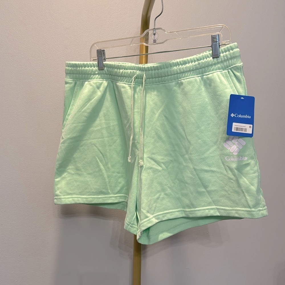 Columbia athletic sweat shorts bright green shorts NWT Large